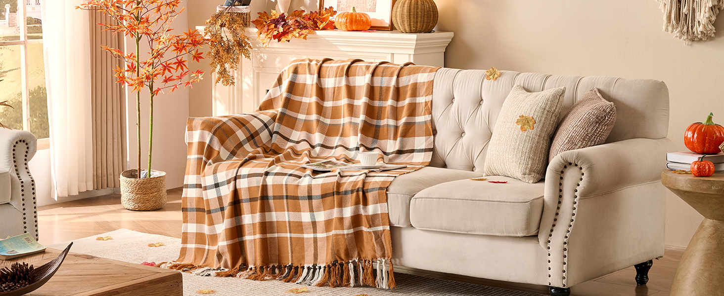 Fall Plaid Throw Blanket