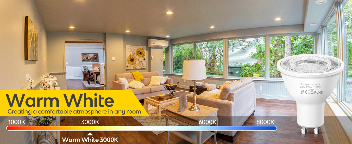 GU10 LED Spotlight Bulbs, Warm White 2700K 5W Energy Saving Light Bulbs