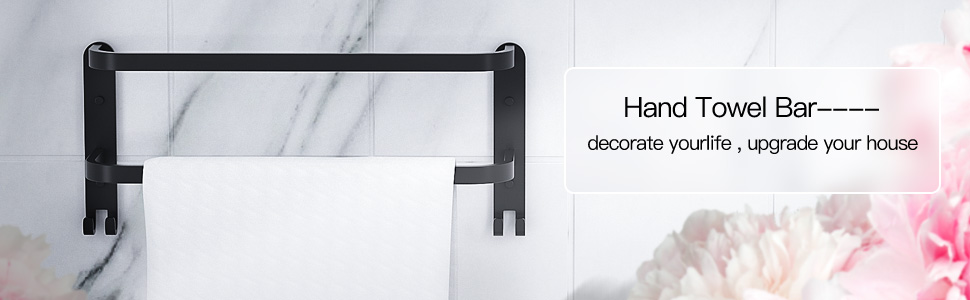 Toallero sin taladrar, barra de toalla de mano negra de ...