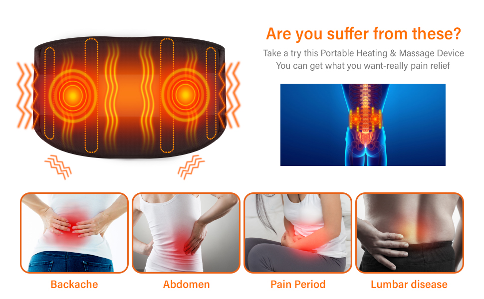 Heated Back Brace Cordless Heating Pad Back Massage Heat