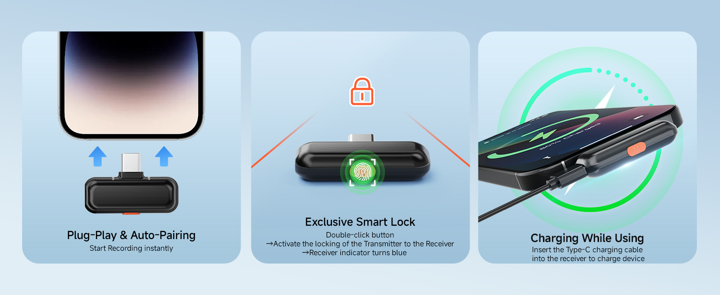 Plug-Play &amp;Auto-pairing &amp;One-tap smart lock Mini Microphone
