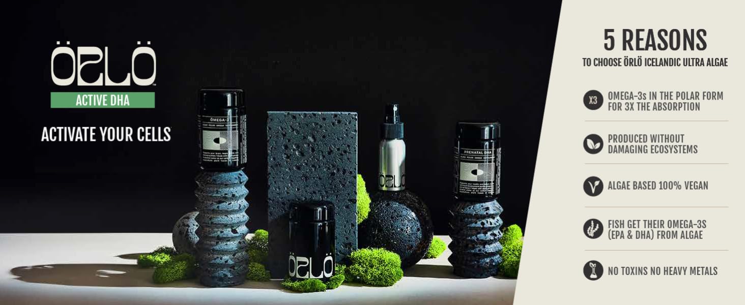 Omega 3 Omega3 Omega-3 Omega 3s Omega3s Vegan DHA Brain EPA Algae Fish Oil Krill Orlo Plant Based