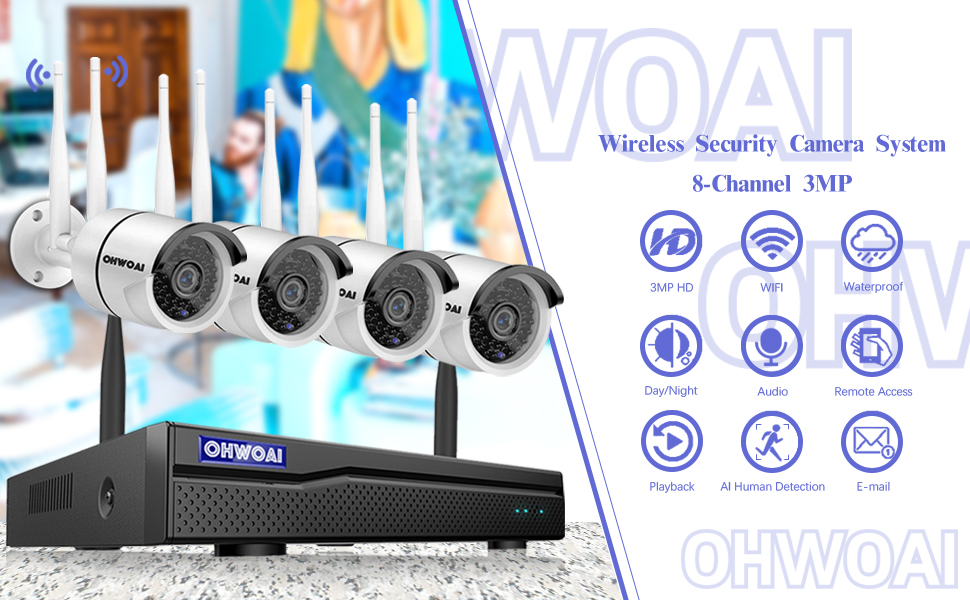 【2K 3.0MP & Dual Antenna Signal Enhancement】Wireless Security Camera
