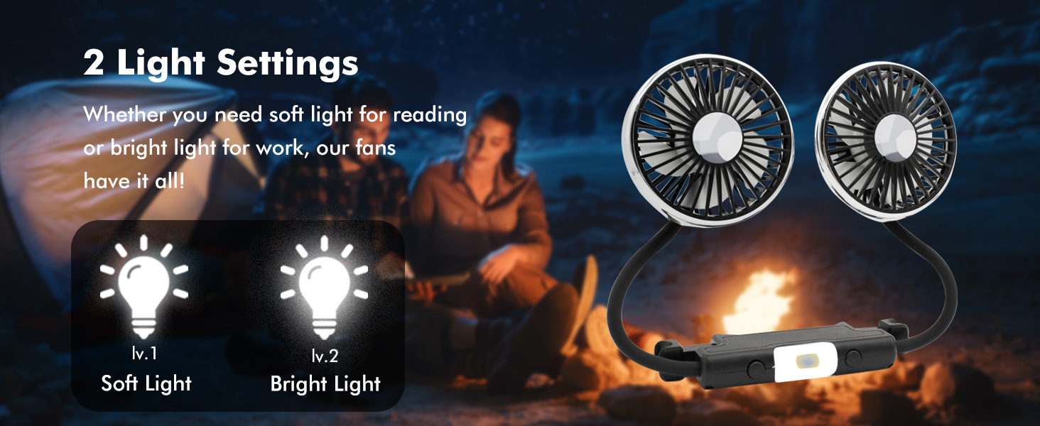 Nauttxon Hose Car Fan for Backseat Kids with Led Lights, USB Fan for Backseat of Car