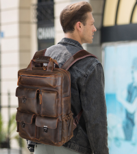 Amazon.com: Masa Kawa Leather Backpack for Men Vintage 15.6