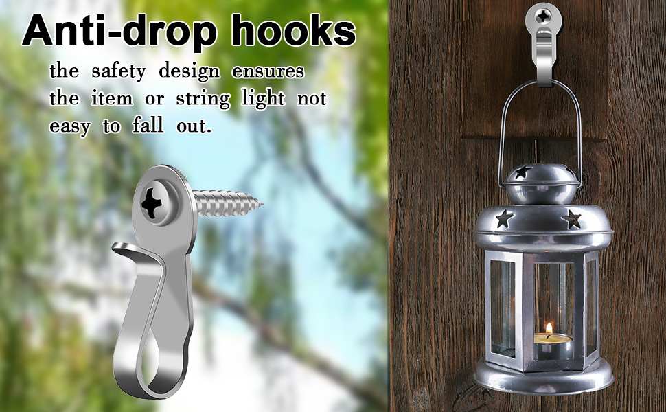 DINGEE Light Hanger Hooks,Stainless Steel Screw in Hooks for Outdoor String Lights