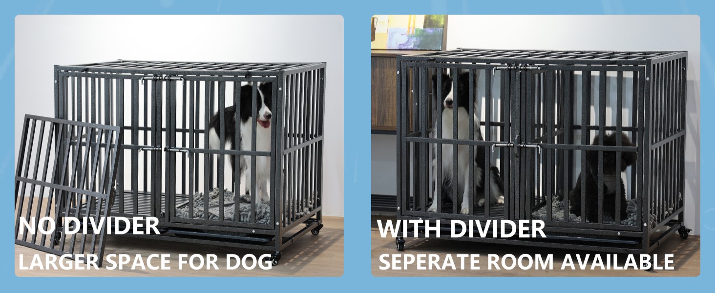 SMONTER Stackable Dog Crates with DividerHeavy Duty Dog Kennels and Crates for