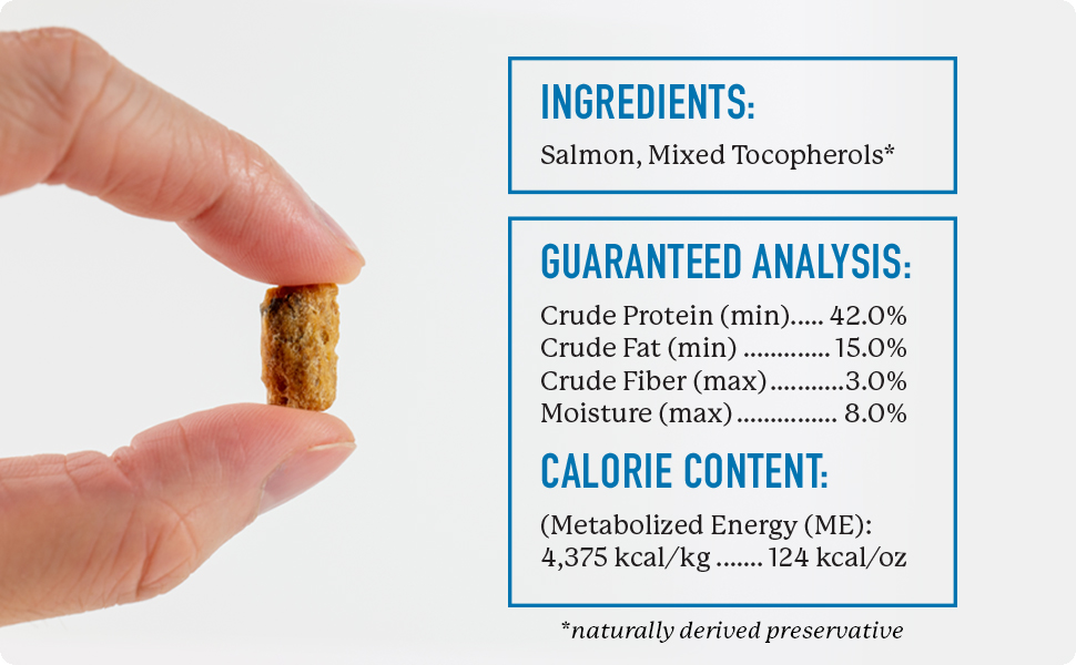 Responsibly sourced salmon single ingredient treat, high in protein