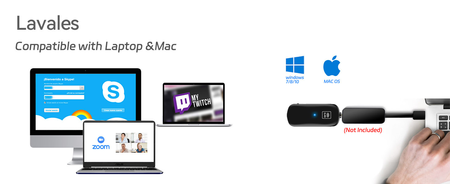 Lavales Wireless Microphone Headset 2.4Ghz, 165ft Range