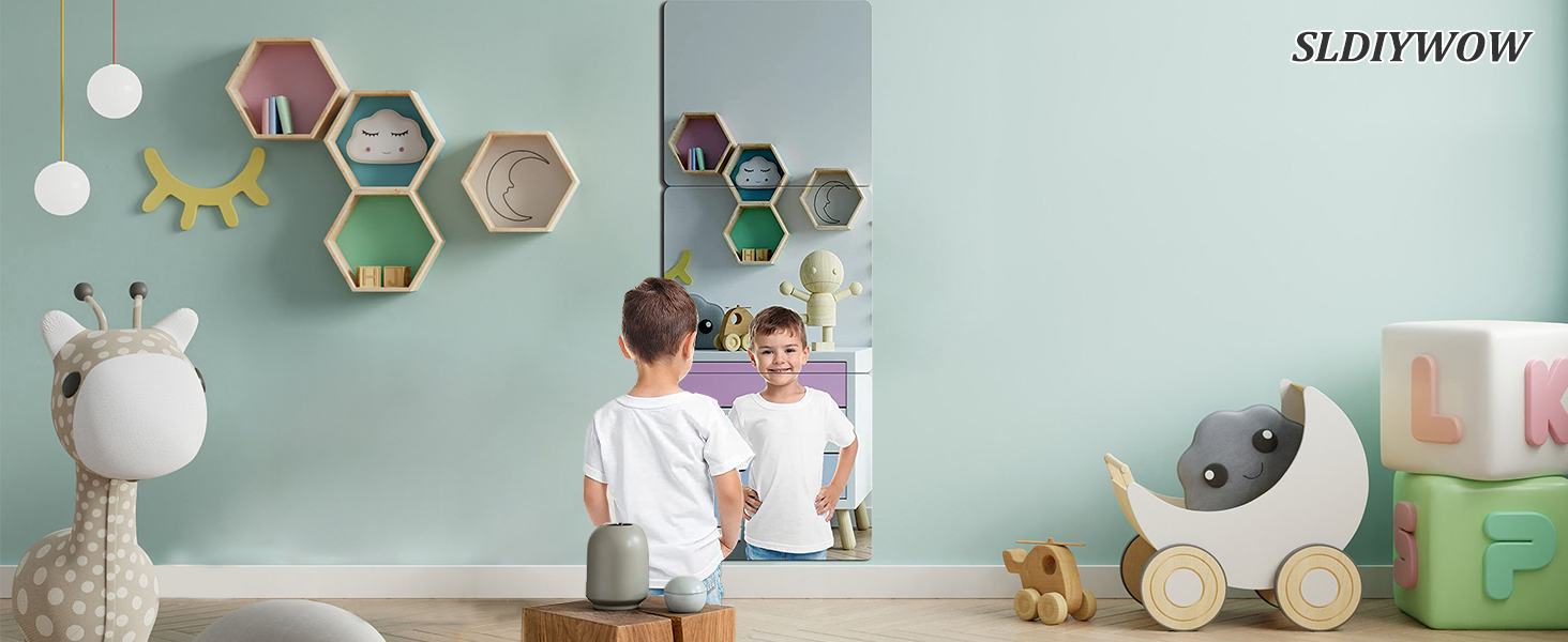 SLDIYWOW Wall Mirror Full Length,12"x 12" x 4 Pcs