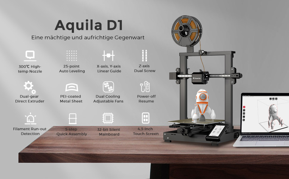 Voxelab Aquila D1 3D Printer Automatic Levelling 3D Printer with Linear