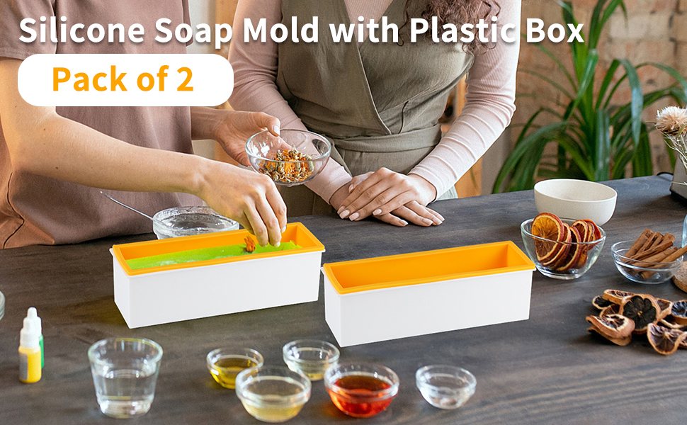 silicone soap mold with plastic box