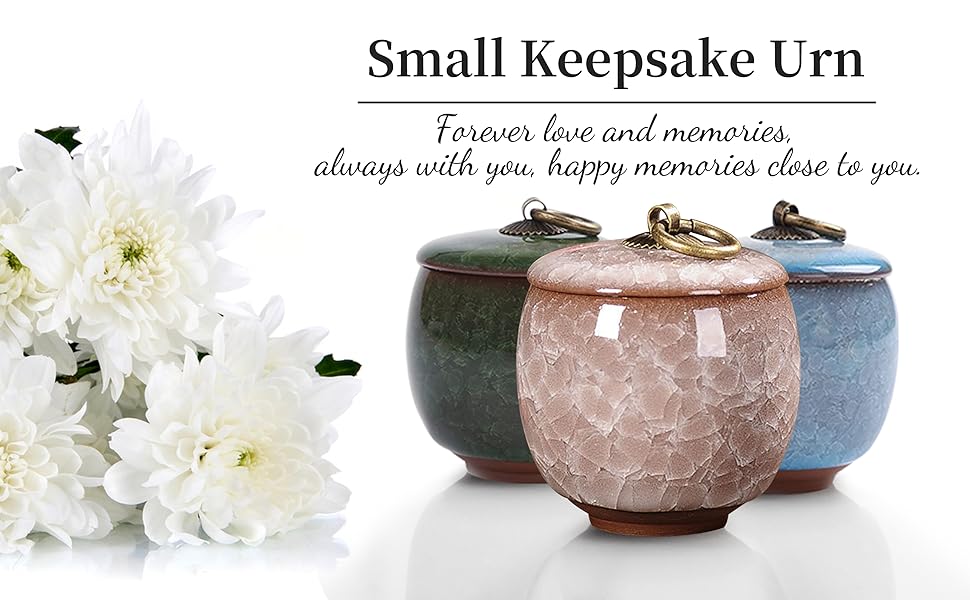 Small Urns for Human Ashes, Ceramic Memorial Mini Ashes Urns, Hold 5.5