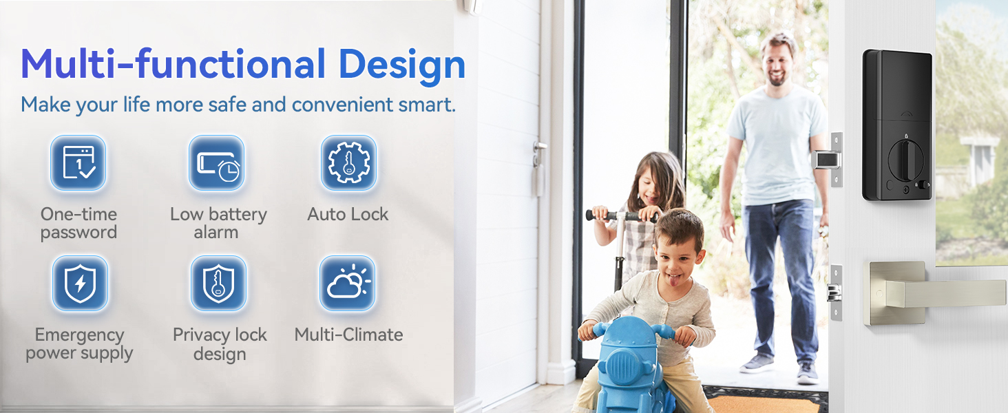 keyless door lock with handle