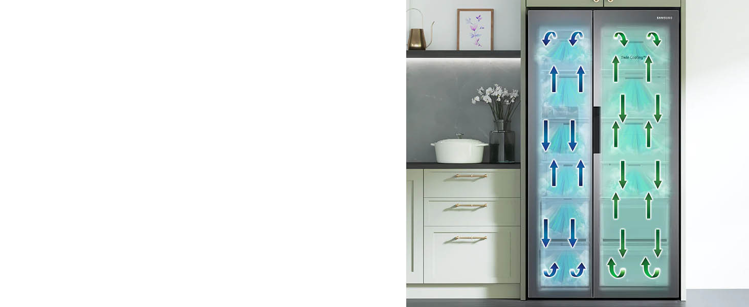 Side by Side Samsung, 634L, Clasa E, No Frost+, Space Max Technology, Twin Cooling+, Smart Conversion, Power Cool, Power Freeze, RS6JA8510S9/EG 6 Twin Cooling+