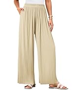 GRACE KARIN Women Wide Leg Pants Pleated Work Dress Pants Elastic Waisted Pull on Business Casual...