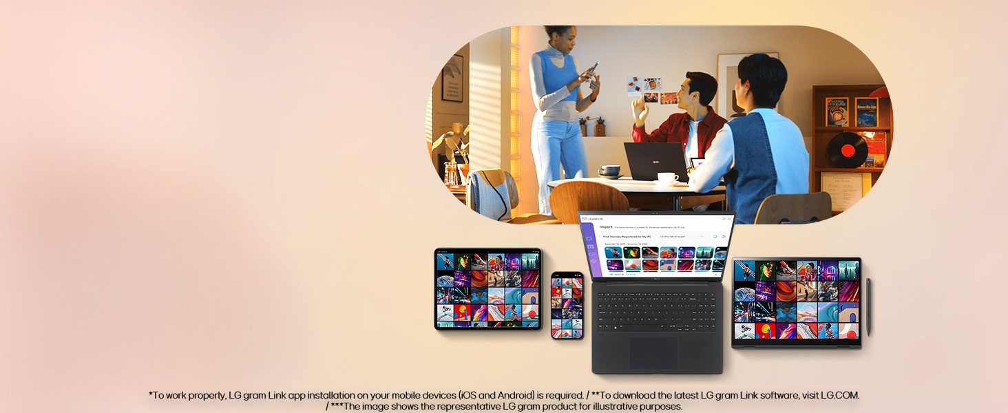 LG gram seamlessly connects as many as 10 devices all at once, even iOS and Android