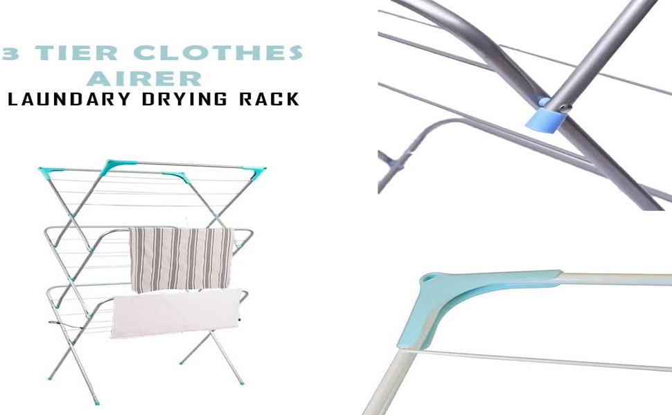 zeeyrak 3 Tier Clothes Airer, Laundry Drying Rack, Camping Clothes