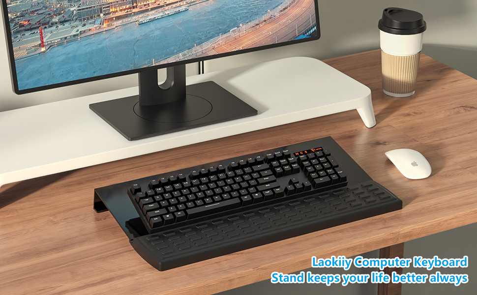 Laokiiy Computer Keyboard Stand, Acrylic Tilted Keyboard