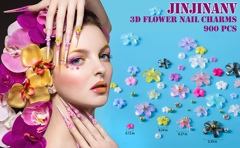 3d flower nail charms