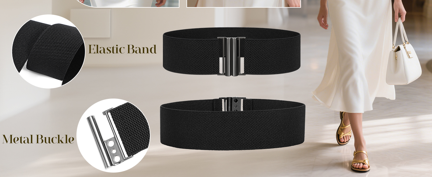 Womens Wide Elastic Waist Cinch Belt