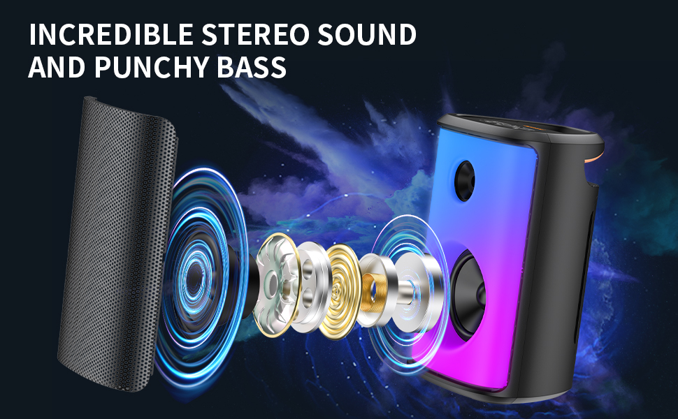 BUGANI Bluetooth Speaker Loud, 80W Wireless Portable Bluetooth Speakers