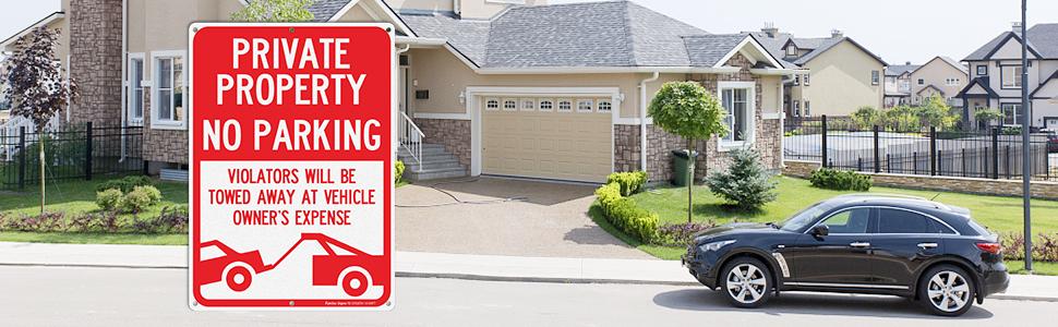 Private Property No Parking - Violators Will Be Towed Away at Vehicle Owner's Expense Sign