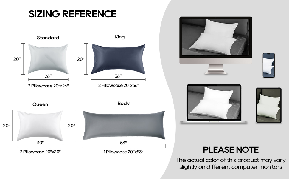 Bamboo Pillow Cases for Hot Sleepers Set of 2, King Size