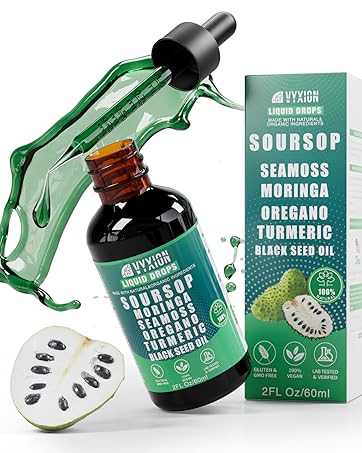 Amazon.com: Gotas líquidas 10 en 1 con musgo marino, moringa, cúrcuma, aceite de semilla negra, orégano, ashwagandha, extractos de hierbas para mejorar la salud general, vegano, sin OMG, 2 onzas líquidas :