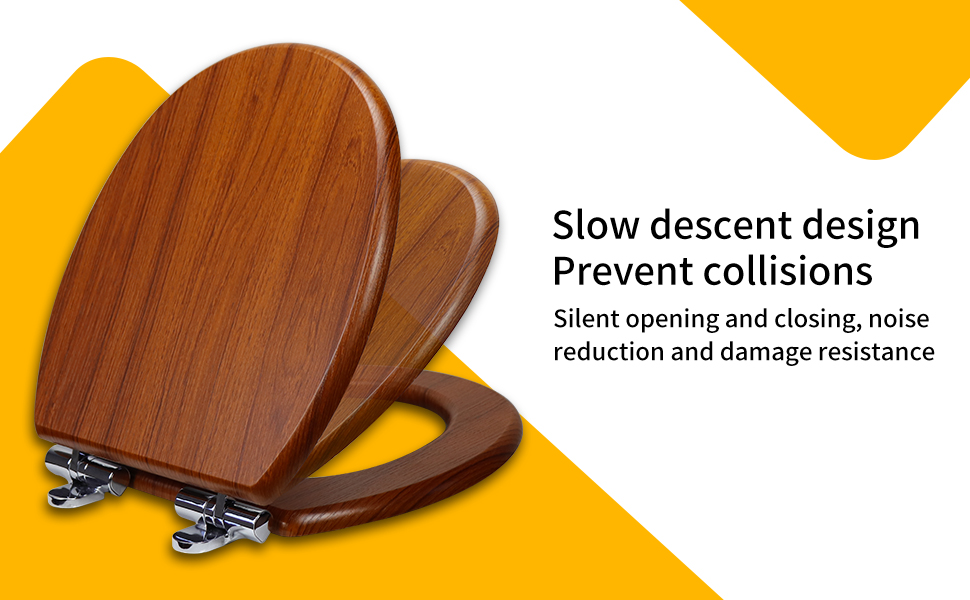 Fanmitrk Wooden Toilet Seat, Soft Close Toilet Seat Wood 18mm Thickened