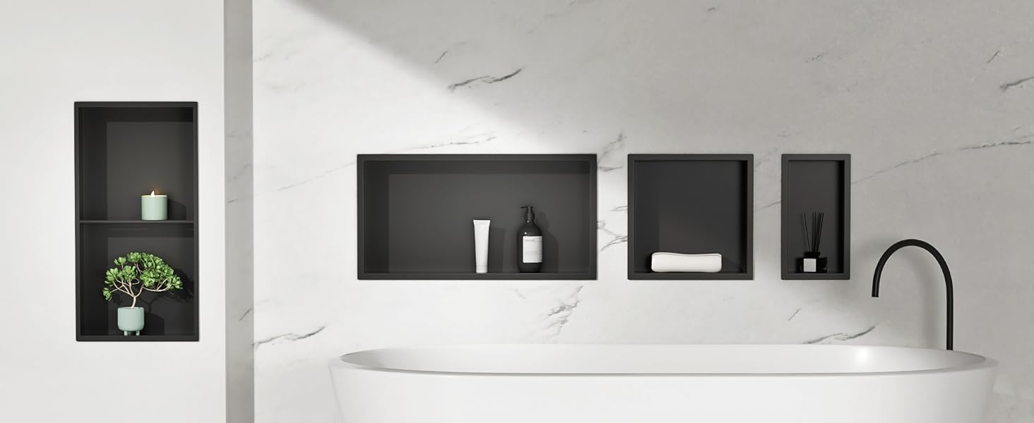 Neodrain Shower Niche, 24X12Inch, White Wall Niche Stainless Steel Wall