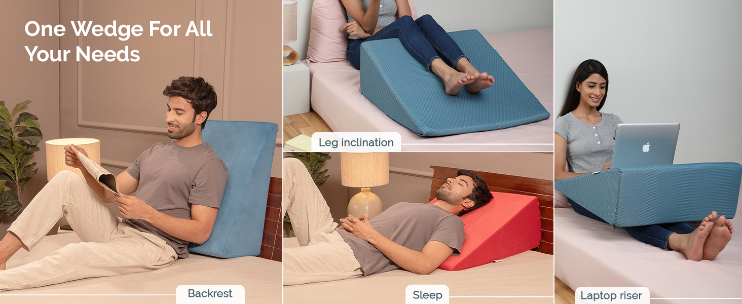 UrbanBed Orthopaedic Wedge Pillow with Memory Foam for Back Support