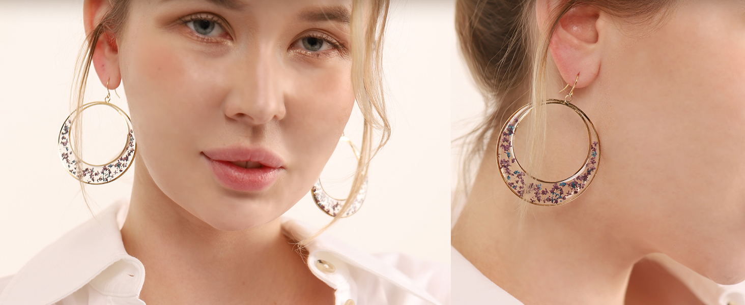100% Natural Dried Flowers Earrings