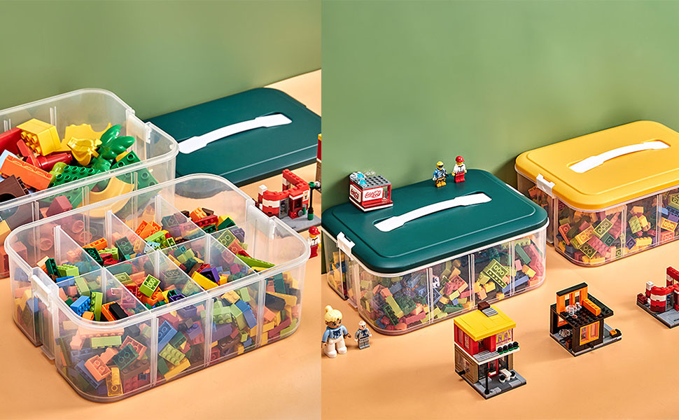 WMM Stackable Toys Organizer Storage Case, Clear Adjustable
