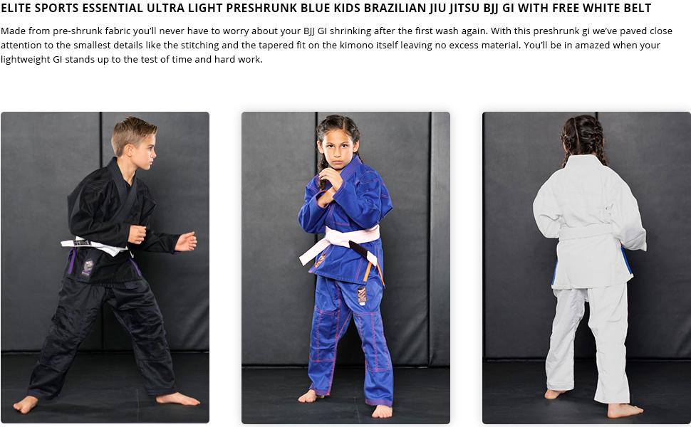 Elite Sports Kids BJJ GI, GIS for Youth Jiu Jitsu IBJJF Children’s Lightweight
