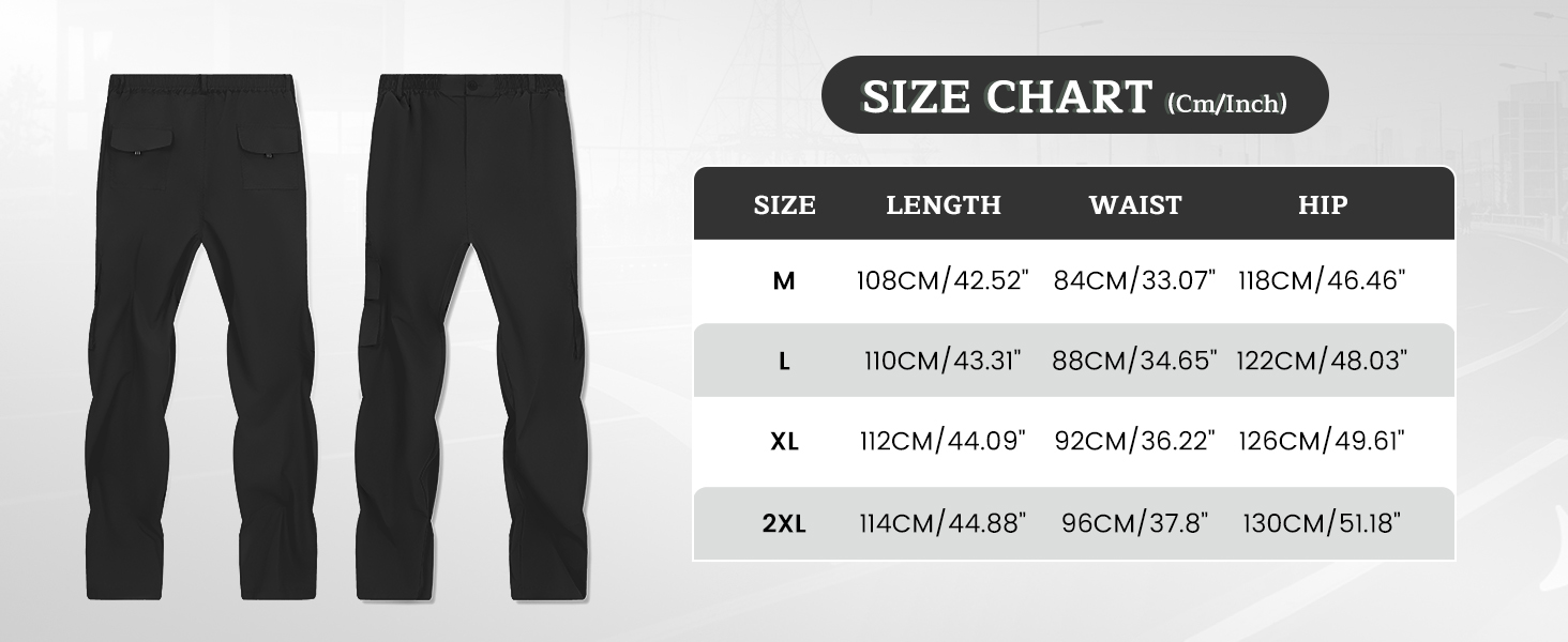 Mens Trousers Size Chart(M-2XL)