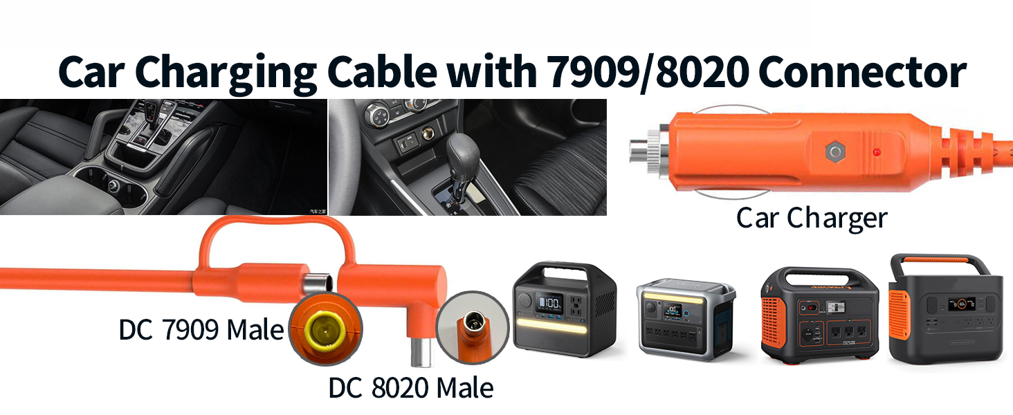 dc extension cable for car charger to portable power station