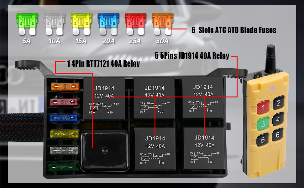 12V Remote Control Fuse and Relay Box Universal Waterproof