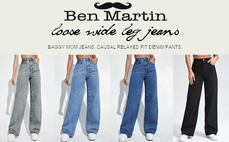 Ben Martin Women High Waist Stretchable Baggy Oversized Loose Fit Casual Wear Denim Jeans for Women
