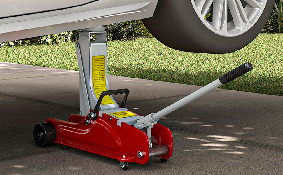 special life HOMCOM Hydraulic Low Profile Jack, Heavy Duty Steel Racing