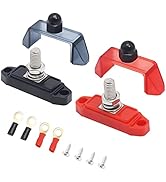 RECOIL S1P-38 Busbar Single 3/8” Studs Power Distribution Block with Ring Terminals Bus Bar Pair ...