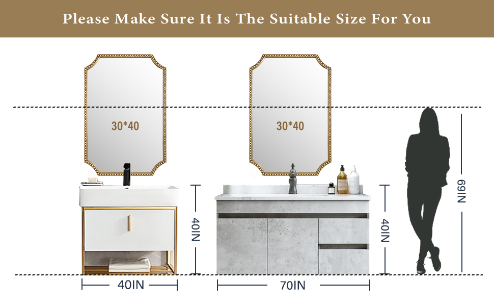 30"x40" Mirror for Wall, Full Scalloped ... 20 Rectangle Wall Mirror