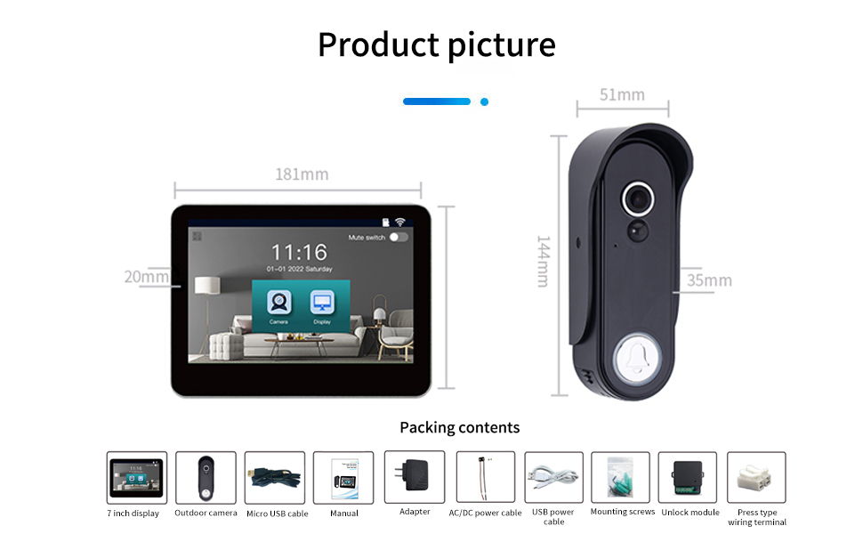 ACEBELL WiFi Video Door Phone WireFree Video Doorbell System