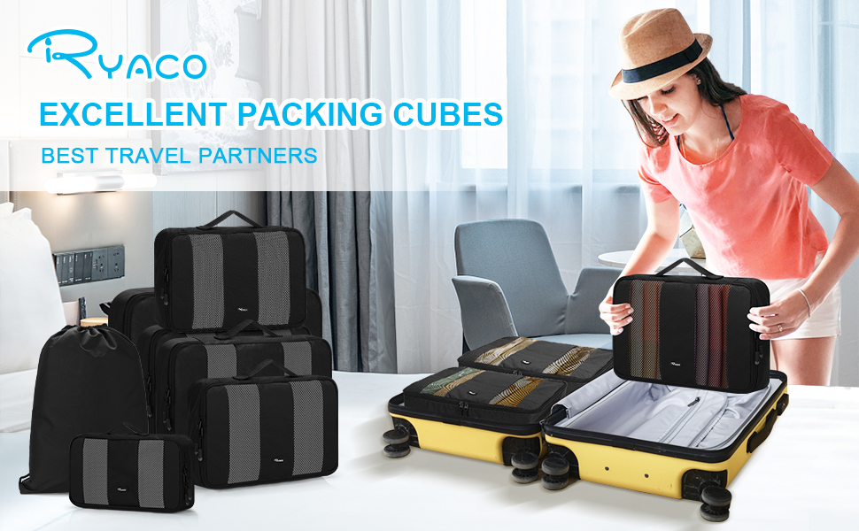 RYACO Packing Cubes 7 Sets(1S+2M+2L+1XL+1Backpack) Travel Suitcases