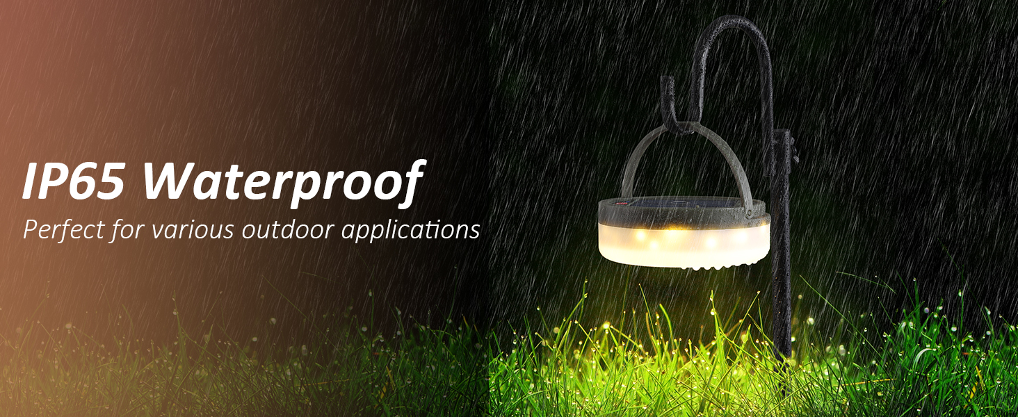 UOUNE Solar Camping String Lights, 39.4FT Waterproof Camping Lights with 8 Lighting Modes