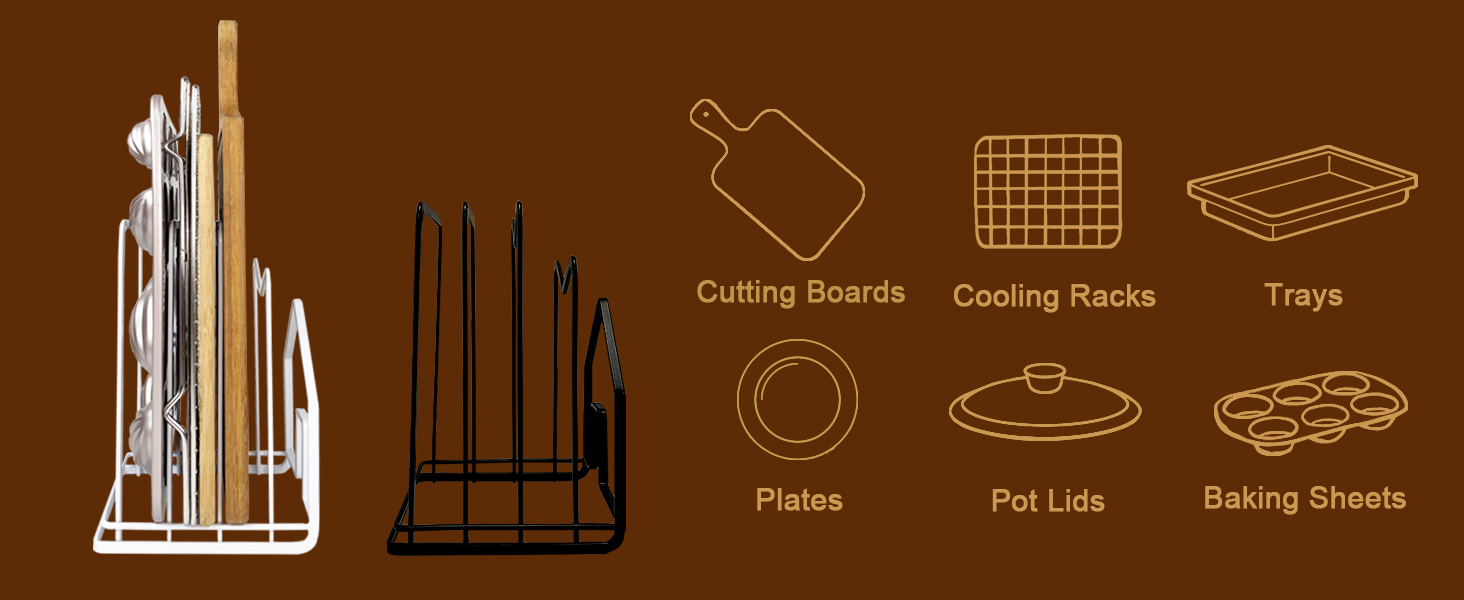 CUTTING BOARD HOLDER POT LID ORGANIZER RACK