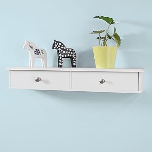 SoBuy Wall Mounted Shelf With 2 Drawers, Storage Unit, White Finish, FRG43-W 15 FRG43-W.