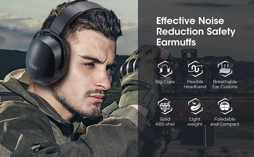Ear Defenders, Noise Reduction Earmuffs with Soft Foam Ear Cups
