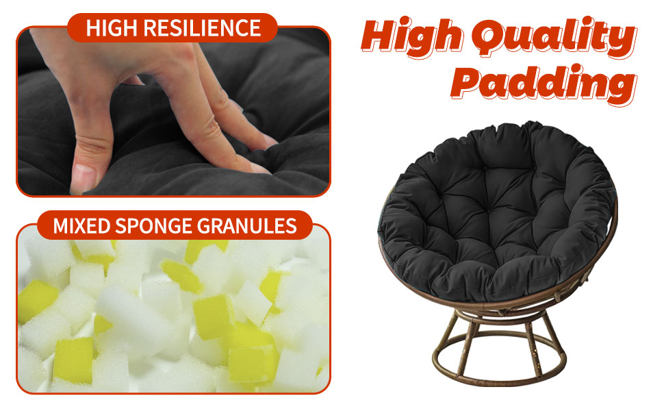 mudilun Papasan Chair Cushion 44inch Round Chair Pillow