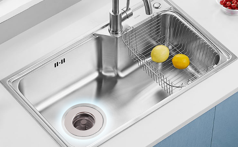 3 in1 Kitchen Sink Stopper Strainer,304 Stainless Steel Pop Up Sink